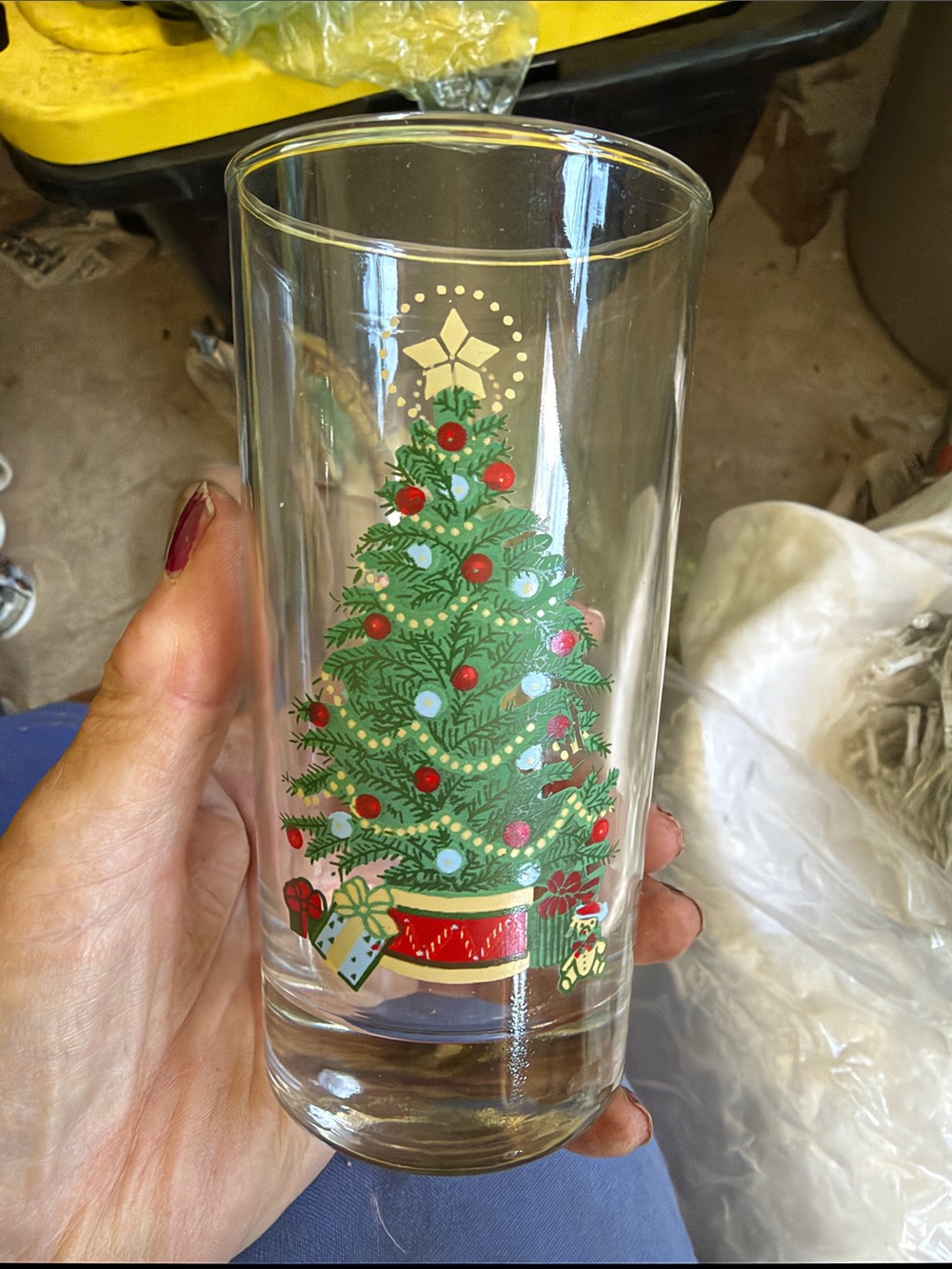 Vintage Festive Green Christmas Tree Holiday Glass - Unbranded